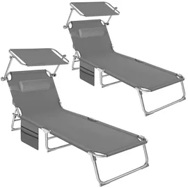 Tectake Sonnenliege 161 x 68 x 111 cm Grau