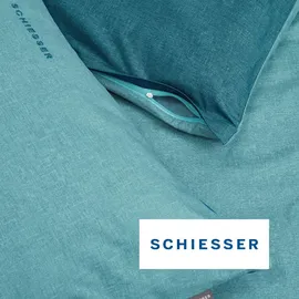 SCHIESSER Doubleface Renforcé helltürkis/türkis 135 x 200 cm + 80 x 80 cm