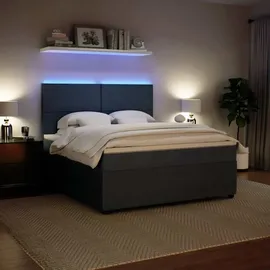 vidaXL Boxspringbett mit Matratze Dunkelgrau 180x200 cm Samt