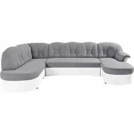 DOMO collection Wohnlandschaft Kunstleder U-Form 3-Sitzer Silber/Weiß