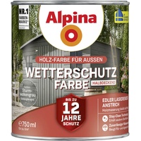 Alpina Wetterschutzfarbe halbdeckend 0,75 L sturmwolkengrau  Holzfarbe