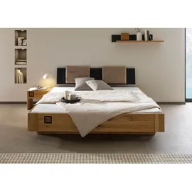 MASSIVMOEBEL24.DE Bett KITZBÜHEL 200 x 200 cm Wildeiche massiv natur geölt taupe