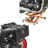 Set: Motorrad Hebebühne Midlift XL bis 500kg orange ConStands mit Seitentaschen wd. WD1 2x43l mit Rollverschluss