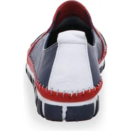 Gemini Damen Slipper Leder mehrfarbig im Retro Look mit Wechselsohle 395415-01, Größe:42 EU, Farbe:Blau - Blau - 42