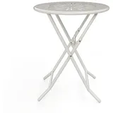 Vente-Unique Gartentisch, Weiß, Metall, Uni, 2-Sitzer, Rund, 60x73.5x60 cm, Gartenmöbel, Gartentische, Gartentische