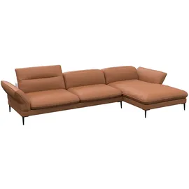 flexlux Ecksofa FLEXLUX "Salino, Funktionssofa mit Recamiere, Relaxsofa, Ecksofa", braun (modern cognac braun), B:340cm H:88cm T:182cm, Sofas, Ecksofa, Sofa mit Arm- und Kopfteil-Verstellungen, Kaltschaum & Stahl-Wellen