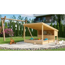 Weka Holzsandkasten Tabalgu Bully mit Überdachung beige