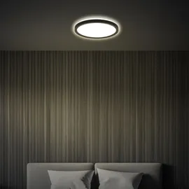Briloner - LED Deckenlampe mit indirektem Licht, flach, neutralweißes Licht, Lampe, Deckenleuchte, Wohnzimmerlampe, LED Panel, Küchenlampe, Deckenbeleuchtung, 24x3 cm, Schwarz