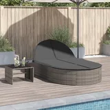 Festnight Doppel Sonnenliege 2 Personen Garten Doppelliege Outdoor Liege Garten Rattan Gartenliege Wetterfest Rattanliege mit Auflagen Lounge Liege Outdoor Liegestuhl Gartenbett Sonnenbett