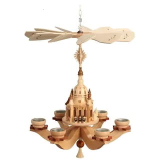 Zeidler Holzkunst Weihnachtspyramide Zeidler Hängepyramide Dresdner Frauenkirche, Handarbeit aus dem Erzgebirge beige