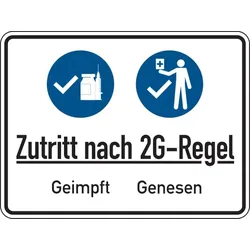 Aufkleber Hinweisschild, Zutritt nach 2G-Regel - 200 x 150 mm Folie selbstklebend