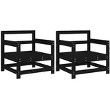 vidaXL Gartenstühle 2 Stk. Schwarz Massivholz Kiefer