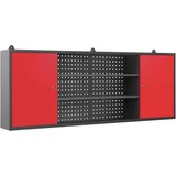 Jan Nowak - Hängeschrank Werkzeugschrank Werkstattschrank Metallschrank Lochwand 2 Fächer 160 cm x 60 cm x 20 cm (Anthrazit-Rot)