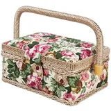 Großer Nähkorb, extra großer Nähkorb, Vintage Flora Sewing -Rückenet für Nähräume, handgefertigter Nähkorborganisator für Nadeln, Gewinde