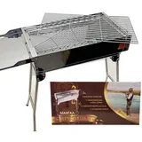 Olymp Mangal Edelstahl President rostfrei Schaschlik Grill mit Grillrost und Ablage