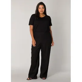 Base Level Curvy "Yula", Damen, Gr. 58/60, N-Gr, schwarz, Web, Obermaterial: 55% Leinen, 45% Viskose, unifarben, loose fit lang, Hosen, Sommerhose, Leinen-Viskose-Mix, mit elastischem Bund