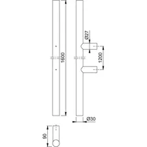 HOPPE HT-Stoßgriff E5011,gerade L1600, Durchmesser 30 Edelstahl matt
