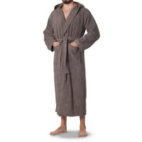 OAHOO Bademantel Unisex Frottee Bademantel mit Kapuze 100% Baumwolle, Extra-Lang grau XXL