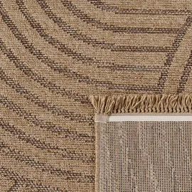 Paco Home Hochwertiger Outdoor Teppich Wetterfest & Pflegeleicht Jute-Sisal-Optik mit Fransen & Hoch-Tief-Effekt Langlebig für Terrasse, Balkon, Garten & Küche, Grösse:120x160 cm, Farbe:Beige 3