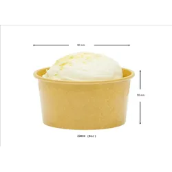 250 Eis-Pappbecher bio Kraftpapier 225ml(8oz)
