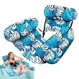 Aufblasbare Wasser Pool Luftmatratze Für Erwachsene - 76x40.5x61cm Poolliege Aufblasbare Pool Schwimmsitze, Schwimmende Wasserhängematten, Schwimmstuhl Für Partys Sommer Wasser Tropische Blätt