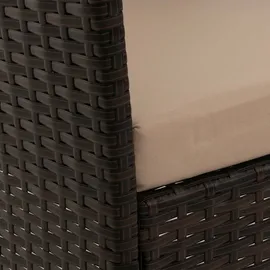 Mendler Poly-Rattan Garten-Garnitur HWC-N98, Sitzgruppe Lounge-Set, Metall Glas Stoff/Textil (180g/m2) ~ braun, Kissen creme