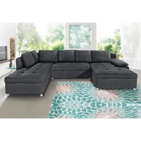 Wohnlandschaft SIT & MORE "Labene U-Form", grau (dunkelgrau), B:326cm H:82cm T:90cm, Struktur fein (95% Polyester, 5% Polyamid);Luxus-Microfaser ALTARA NUBUCK (100% Polyester);Kunstleder SOFTLUX / Struktur (100% Polyester);Struktur (100% Polyester), Sofas, Wohnlandschaft, wahlweise mit Bettfunktion und Bettkasten