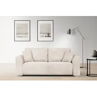 2-Sitzer INOSIGN "BEATRICE, erhältlich in trendigen Stoffoptionen, B/T/H: 143/73/92 cm", beige (creme), B:195cm H:92cm T:107cm, 100% Polyester, Sofas, In hochwertiger Verarbeitung, incl. 2 großen Zierkissen in Korpusfarbe