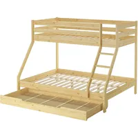 Erst-Holz Doppel-Etagenbett 140x200 und 90x200 Erwachsenen-Stockbett Kiefer Zubehör wählbar