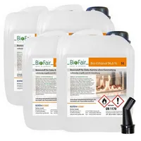 BioFair Bioethanol - Reiner Brennstoff - Bioethanol für Bioethanolkamin, Ethanol Tischkamin, Wandkamin Indoor - 4 x 5 Liter