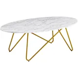 KADIMA DESIGN Marmor-Optik Couchtisch, Goldfarbenes Gestell, Oval, 120x40x60 cm