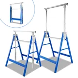 Wolketon 2x Gerüstbock Höhenverstellbar 80-130 Cm, Klappbarer Arbeitsbock Aus Stahl, Montagebock Blau/zink