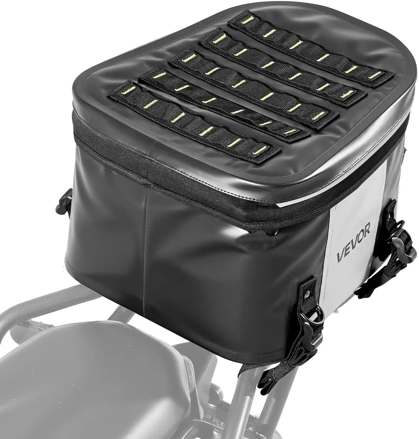 VEVOR Motorradhecktasche 28 L wasserfest, Rücksitztasche Kofferraumtasche für Motorradgepäck, Gepäckaufbewahrung mit Tasche & verstellbarer Schnalle, universell passender Gepäckträger, Schwarz