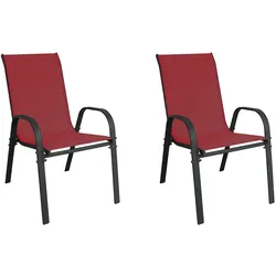 Stapelstuhl Metall - Textilen Farbe Anthrazit - Bordeauxrot