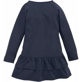 Miss Melody MISS MELODY, Mädchen, Gr. 116/122, N-Gr, blau (marine, bedruckt), Single Jersey, Obermaterial: 95% Baumwolle, 5% Elasthan, bedruckt, Rundhals, Raglanärmel abgesteppte Kante, Kleider Jerseykleid, toller Frontdruck mit Glitzereffekt