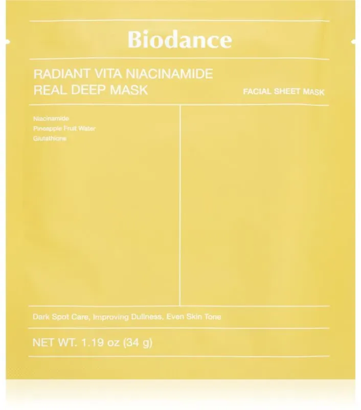 Biodance Radiant Vita Niacinamide Real Deep Mask aufhellende Gesichtsmaske zum vereinheitlichen der Hauttöne 1 St.