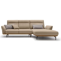 hülsta sofa Ecksofa hs.460, Sockel in Nussbaum, Winkelfüße in Umbragrau, Breite 298 cm beige