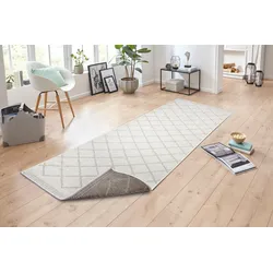 Teppich NORTHRUGS "Corsica Wendeteppich", weiß (linen weiß), B:80cm H:5mm L:250cm, Kunstfaser, Teppiche, In-& Outdoor, Wetterfest, Balkon, Läufer, Wohnzimmer, Wasserfest