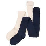 MINYMO Strumpfhose "Stocking-solid rib 2-pack" in Blau | Gr.: 128/134