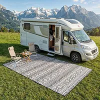 evocamp Outdoor Teppich 250x400 cm, Kunststoffteppich, wetterfest für Terrasse, grau-weiß