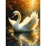 Malen nach Zahlen Erwachsene Schwan Malen nach Zahlen ab 9 Jahre, Malen nach Zahlen Tier mit Pinseln und Acrylfarbe, Malen-Nach-Zahlen Kinder DlY Handgemalt Olgemalde, Zimmer Deko 20 x 30 cm H-214