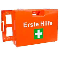 Erste-Hilfe-Koffer für Betriebe DIN 13157 Premium Verbandkasten + Wandhalter orange 620139