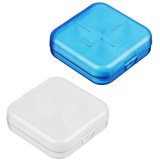 IUDWCG - 2 Pcs Tägliche Pillenbox für die Tasche, tägliche Pillenbox aus Kunststoff mit 4 Fächern, tragbare Pillenbox für die Reise, Medizin-Organizer, Pillen-Erinnerungsbox (blau, weiß)