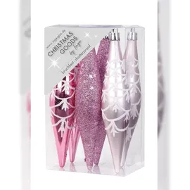 INGE-GLAS 6 Eiszapfen 15cm Kunststoff Christbaumschmuck Weihnachtskugeln Christbaumkugeln