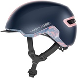 ABUS Urban Helm HUD-Y - mit magnetischem, aufladbarem LED-Rücklicht & Magnetverschluss - cooler Fahrradhelm für den Alltag - Damen und Herren - Blau/Pink Matt, Größe S, S (51-55 cm)
