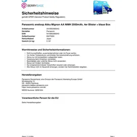 Panasonic eneloop AA 2000 mAh 4 St.