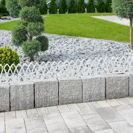 Relaxdays Beetzaun, 2 Zaunelemente je HxB: 33,5 x 17,5 cm, Steckzaun mit Verzierung, Beeteinfassung, Gusseisen, weiß