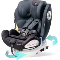 globalkids 360°Drehbar Kindersitz mit ISOFIX - Gruppe 0+/1/2/3 Kinderautositze 0-36 kg,Fahrtrichtung Angebracht Kindersitz 9-36kg und Reboarder Rückwärtsgerichtet 0-18 kg,Tiefschwarz