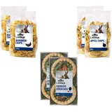 Dehner Lieblinge Nagersnack, Nagerfutter 100 % natürlich, Obst Mix, je 2 x Apfel-Chips (160 g), Bananen-Chips (300 g) und Erdbeer-Körbchen (30 g) (490 g)