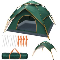 Camping Zelt, Pop up Zelt Wurfzelt Automatische 3-4 Personen Familie Kuppelzelt Wasserdicht Winddicht UV-Schutz mit 2 Mesh-Tür, 2in1 Doppelschichten Tragetasche für Camping Wandern Backpacking Grün